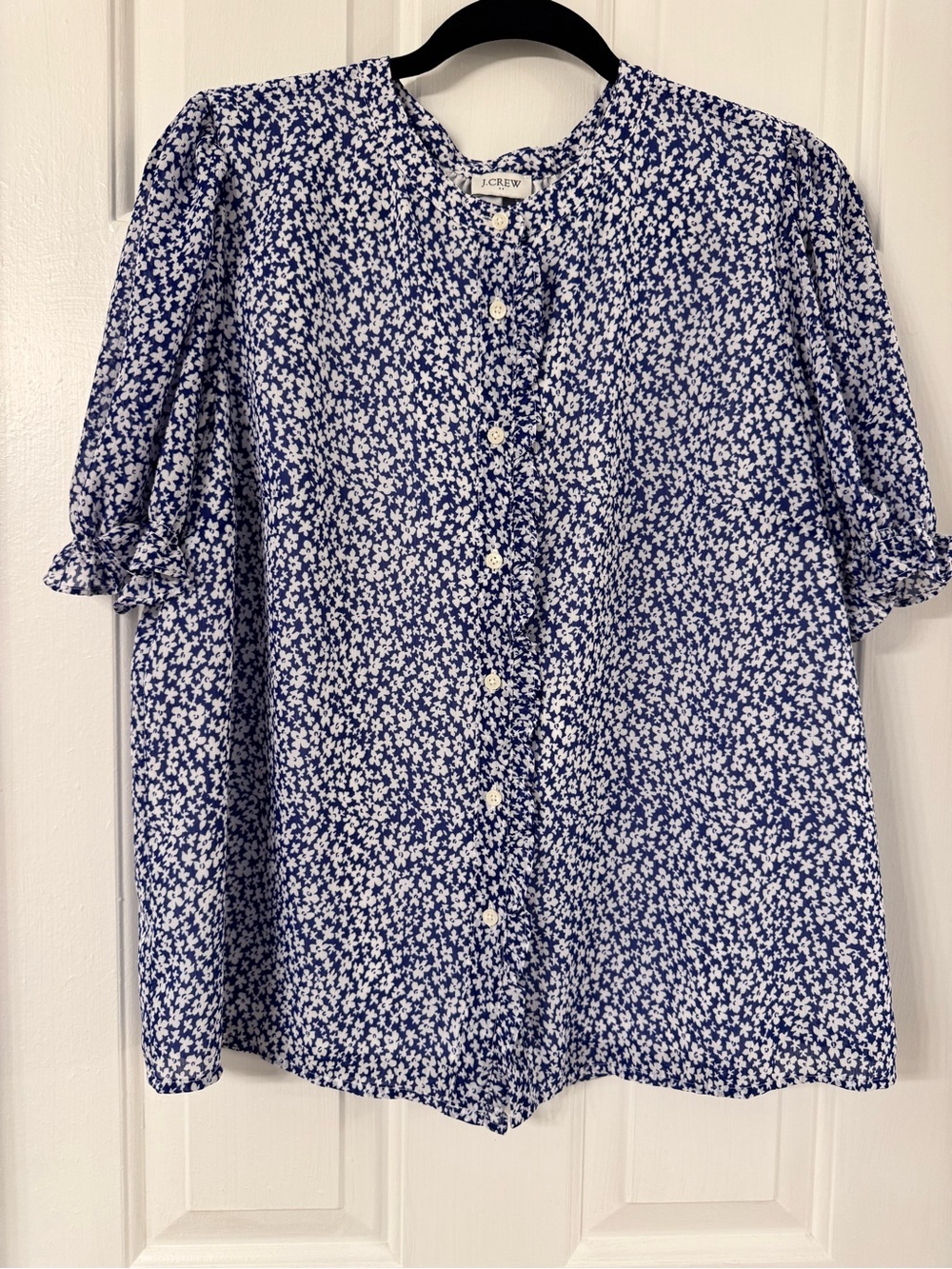 J. Crew Blue and White Floral Button-Down Shirt